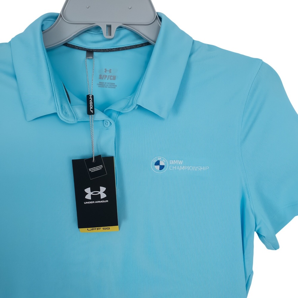 Under Armour Polo Women Small Blue BMW Championship UPF 50 Poly Blend UW0550 NWT